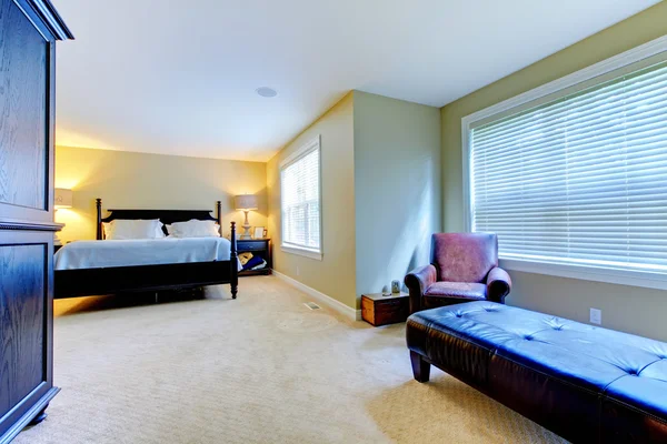 Большая зеленая спальня с дополнительной комнатой — стоковое фото