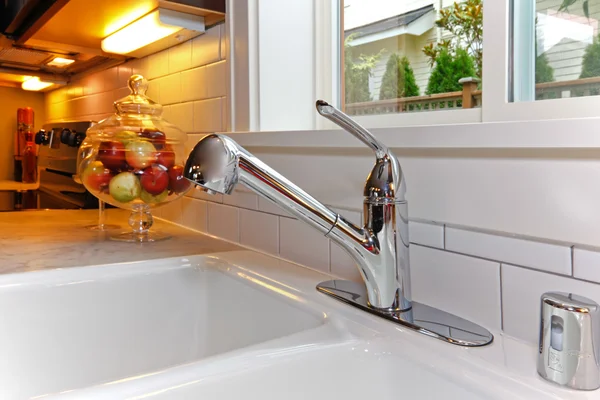 New white kitchen sink. — Stock Photo, Image