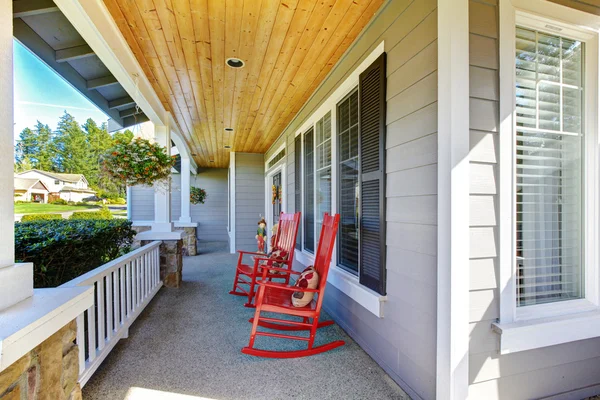 Front porch with rocking chairs and cover — Stock Photo, Image