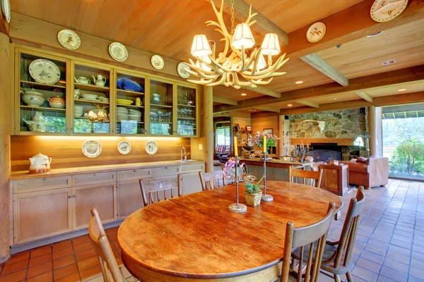 Dining room with a cowboy horse ranch. — Stock Photo, Image