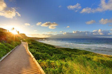 Oneloa Beach Pathway at sunset, Maui Hawaii clipart