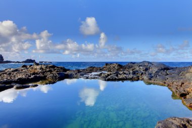 Olivine Pools rocks and ocean. West Maui, Hawaii clipart