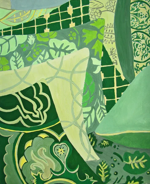 Grüne Kissen Malerei. Abstrakt. Kunst. — Stockfoto