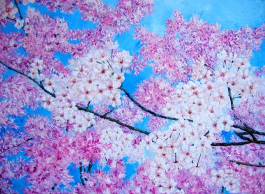 Cherry blossom. Painting. ART. clipart