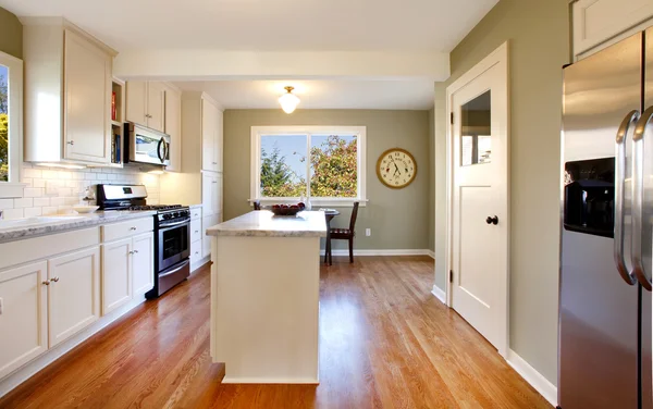 豪华设计的白色和绿色厨房 — 图库照片