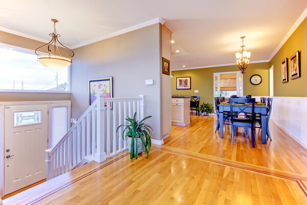 Beautiful home entrace, hallway and dining room.