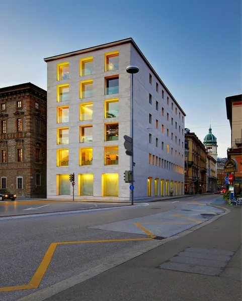 stock image Lugano Lake. Downtown area. Switzerland. Modern buildings and empty streets