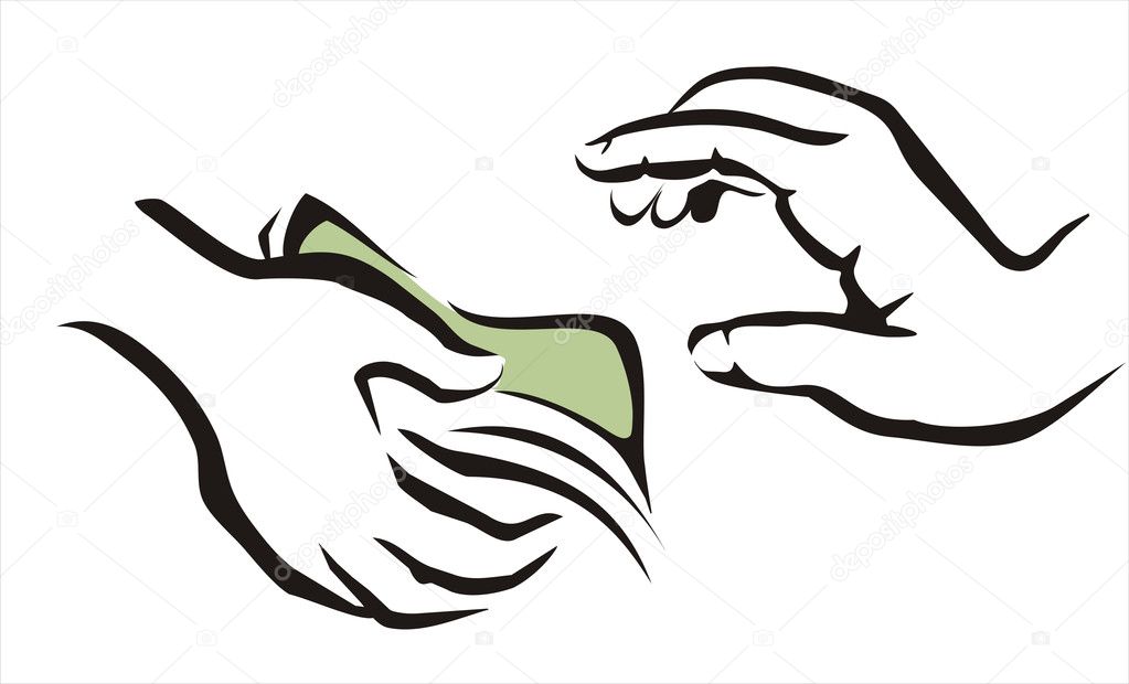 Hand giving a money symbol