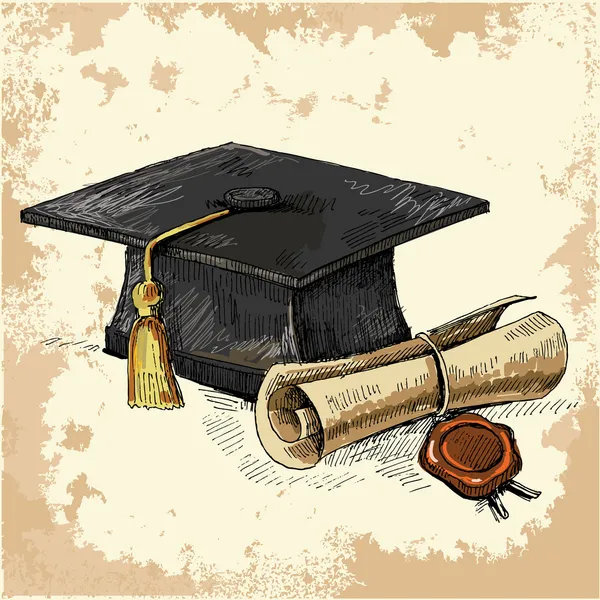 Mütze und Diplom — Stockvektor