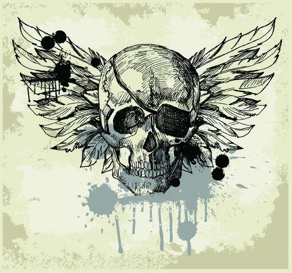 Grunge emblema de cráneo vintage — Vector de stock