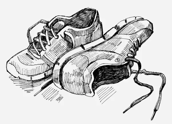 Ilustración dibujada a mano de zapatillas de deporte — Vector de stock