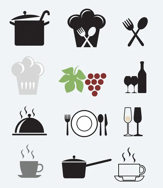 图标设置为餐厅、 咖啡厅和酒吧 — 图库矢量图片