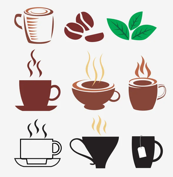 Conjunto de tazas de café y té — Vector de stock