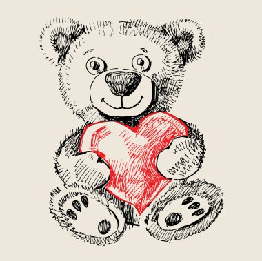 Hand drawn teddy bear clipart