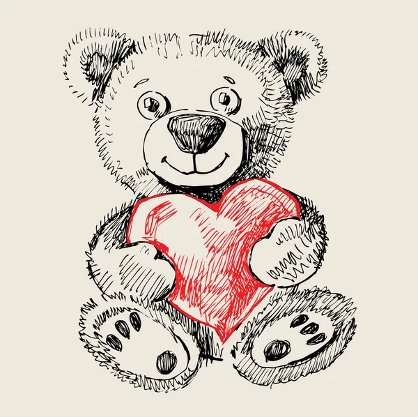 Hand drawn teddy bear — Stock Vector