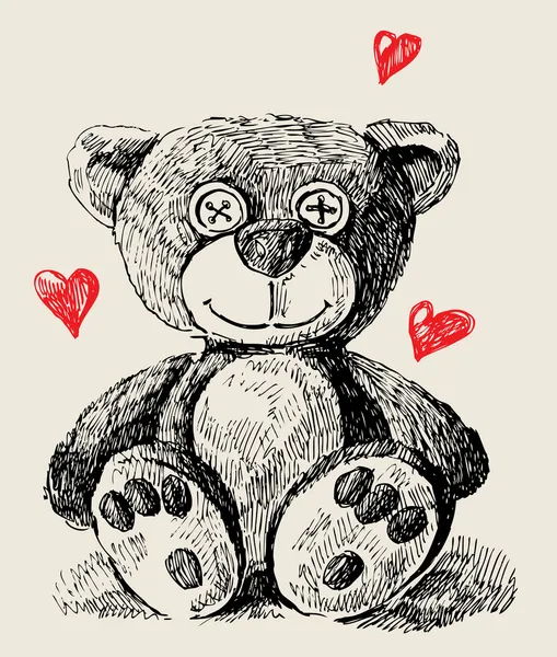 Hand getrokken teddy bear — Stockvector