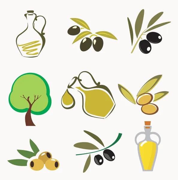 Colecciones de iconos de oliva — Vector de stock