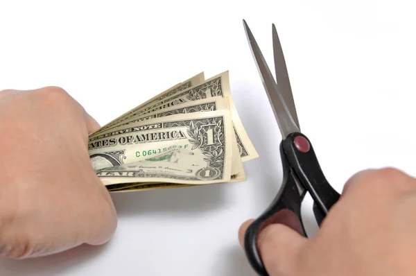 Cutting US dollar — Stock Photo, Image