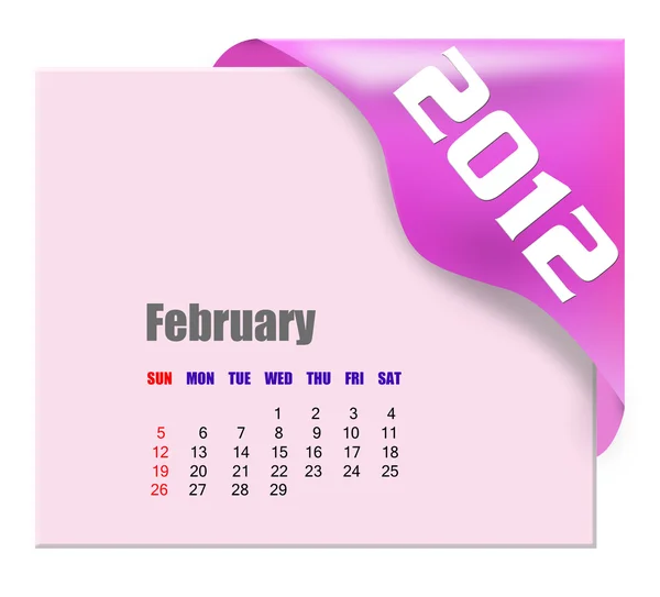 Února 2012 kalendář — Stock fotografie