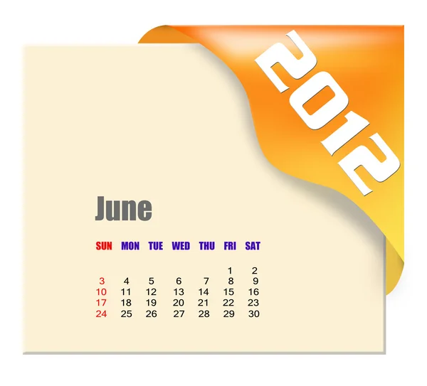 Календарь июня 2012 — стоковое фото
