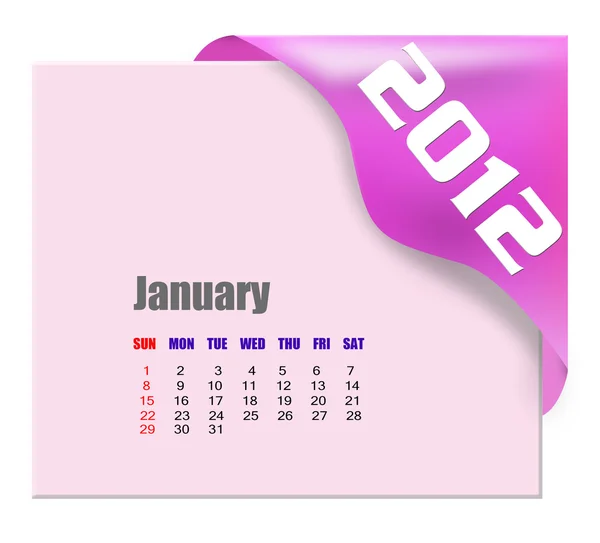 Enero del 2012 calendario —  Fotos de Stock
