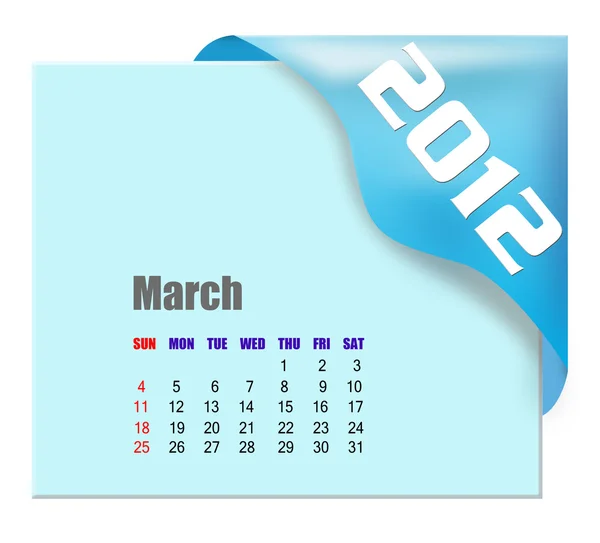3 月の 2012 年カレンダー — ストック写真