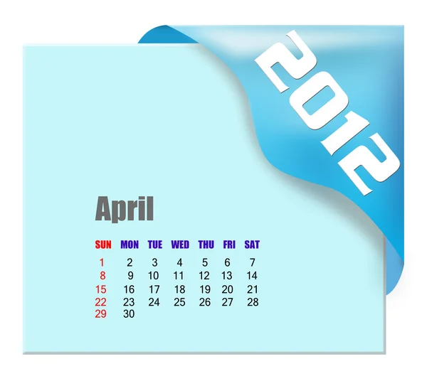 Calendario abril de 2012 —  Fotos de Stock