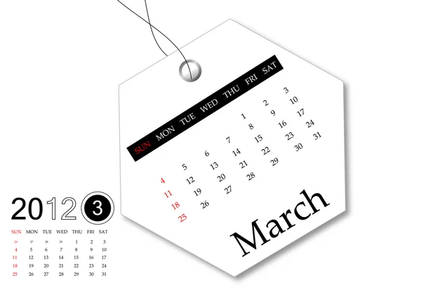 Maart van 2012 kalender — Stockfoto