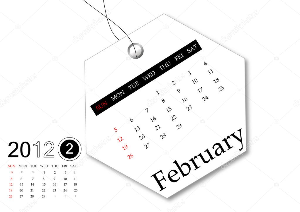 February of 2012 calendar