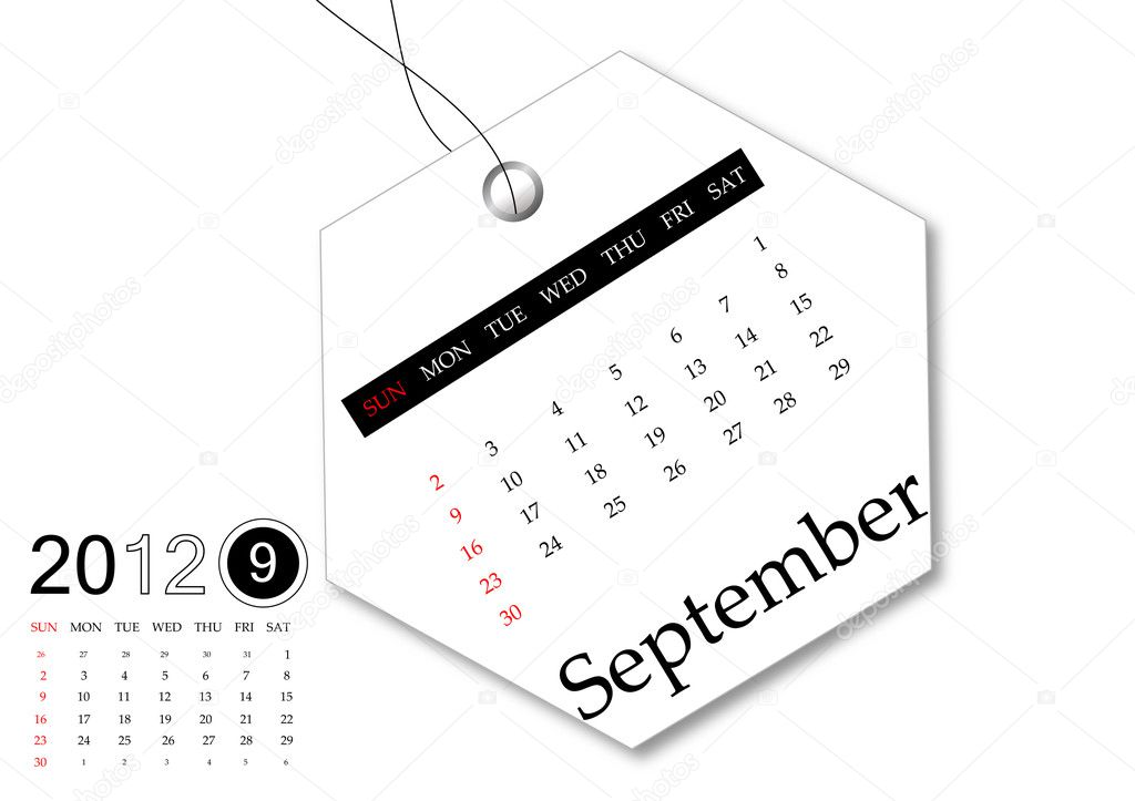 September of 2012 calendar