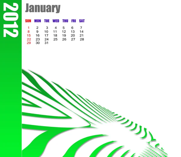 Stycznia 2012 kalendarz — Zdjęcie stockowe