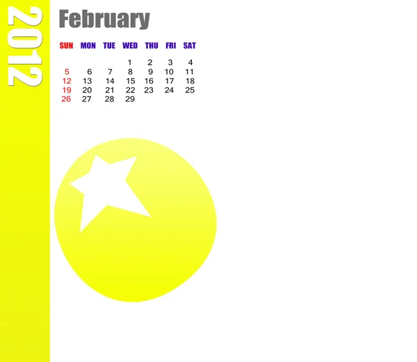 Februar des Kalenders 2012 — Stockfoto