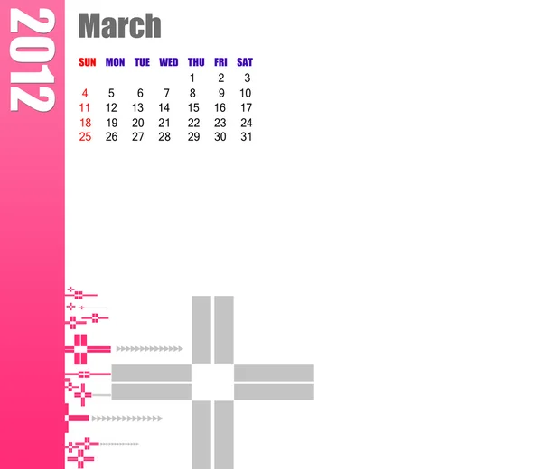 Marca 2012 kalendarz — Zdjęcie stockowe
