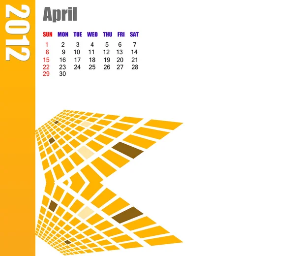 April of 2012 calendar — Stock Photo, Image