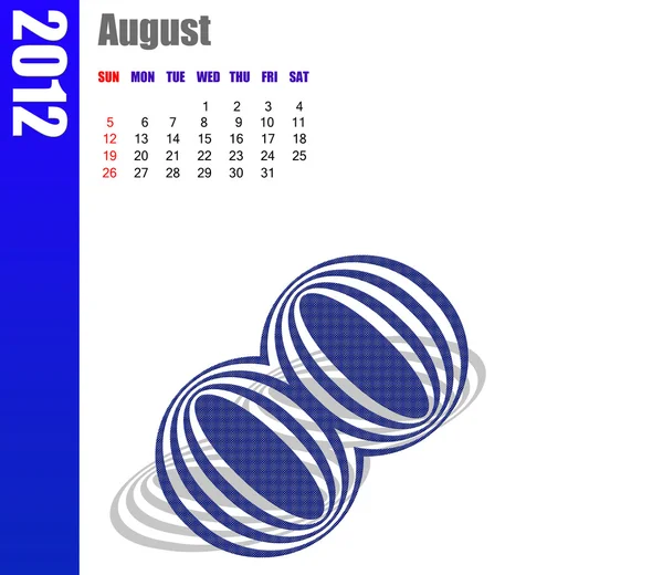 8 月的 2012 年日历 — 图库照片