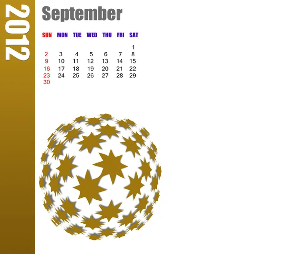 Września 2012 kalendarz — Zdjęcie stockowe