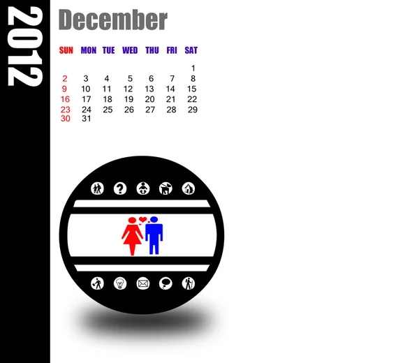 December of 2012 calendar — Stock Photo, Image