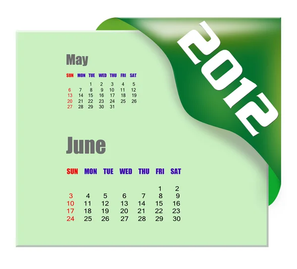 Június 2012 naptár — Stock Fotó