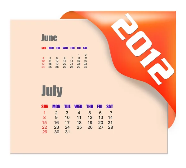 Július 2012 naptár — Stock Fotó