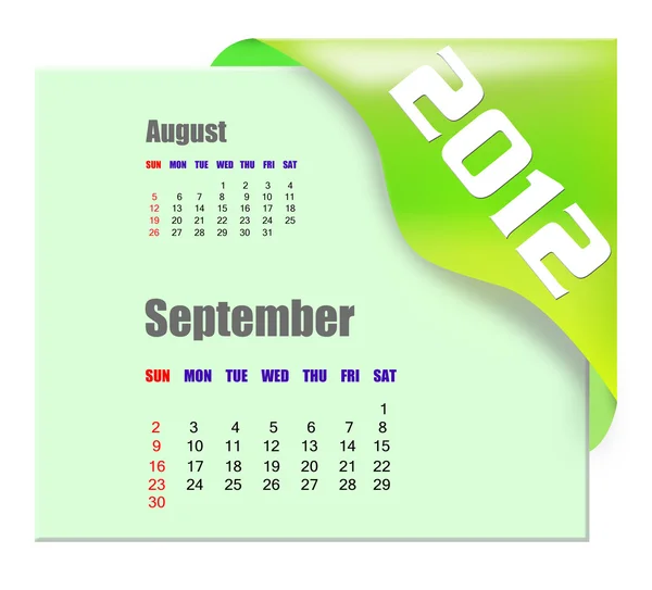 2012 年 9 月的日历 — 图库照片