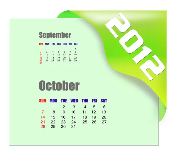 Října 2012 kalendář — Stock fotografie