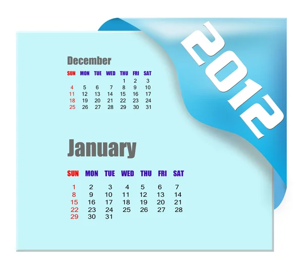Січень 2012 року календар — стокове фото