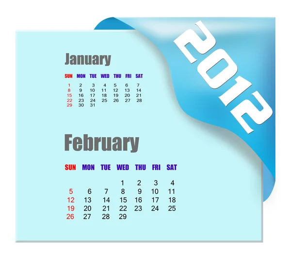 Calendario febrero de 2012 — Foto de Stock