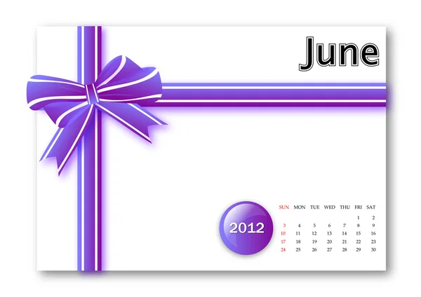 Ιουνίου του 2012 ημερολόγιο — Φωτογραφία Αρχείου