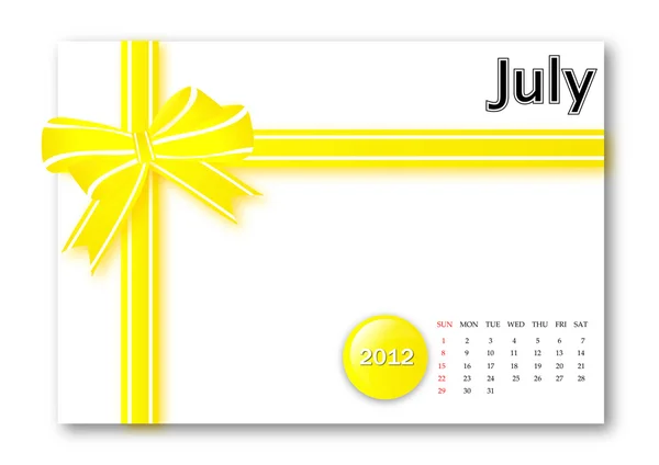 Julho de 2012 calendário — Fotografia de Stock