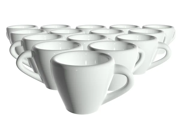 3d render white tea cups isolated without shadow — Stock Photo, Image