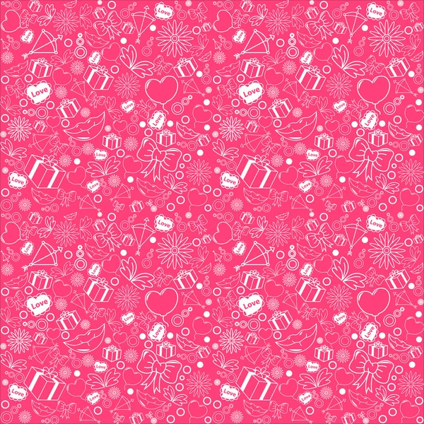 Rosa Valentinstag Hintergrund, Muster nahtlos — Stockvektor