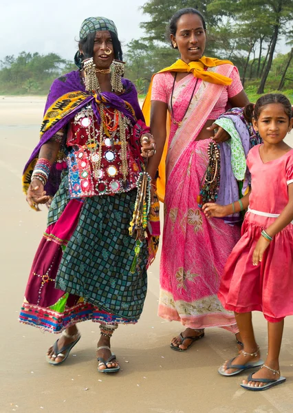 stock image Goa beach sellers. India