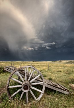 Old Prairie Wheel Cart Saskatchewan clipart