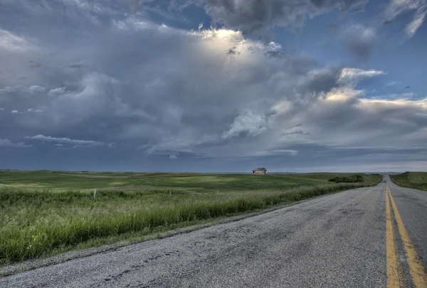 Prairie Road and School House — Stock Photo, Image